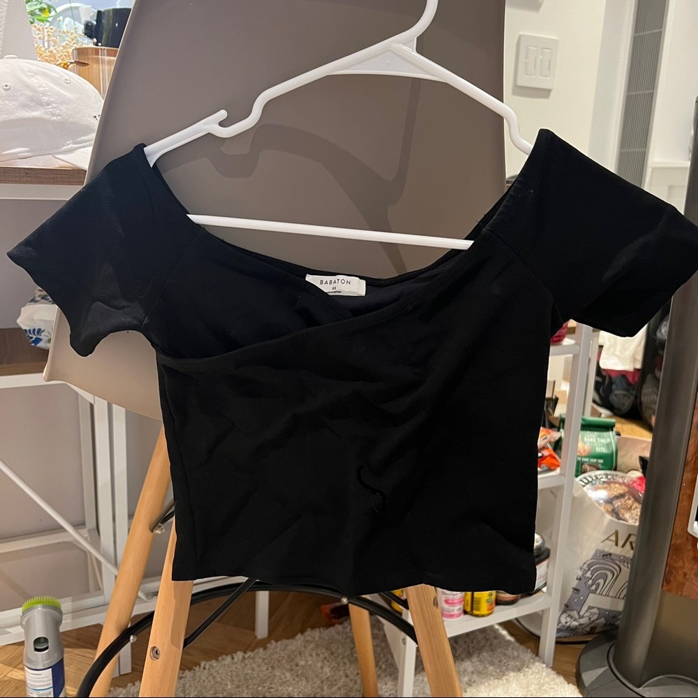 Aritzia Babaton Off-the-shoulder Wrap Crop Top